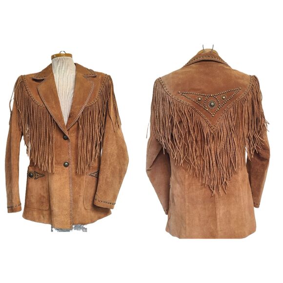 Cripple Creek Jackets & Blazers - Vtg Cripple Creek Western Boho Fringe Leather Jacket SMALL Cowgirl Rodeo Brown S